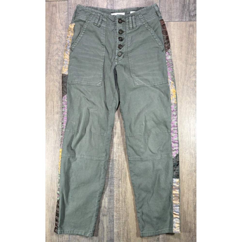 Anthropologie The Wanderer Pants Womens 26x27 Green Patch Bohemian Pocket Boho